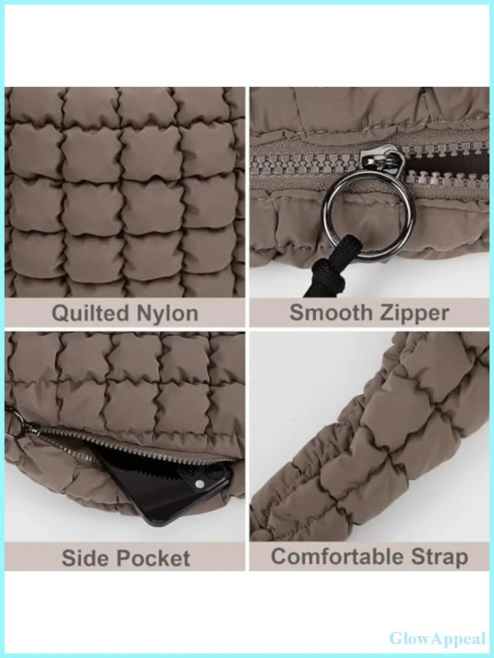 Quilted Tote Bag Large Carryall Puffer Shoulder Bag Lightweight Padding Hobo